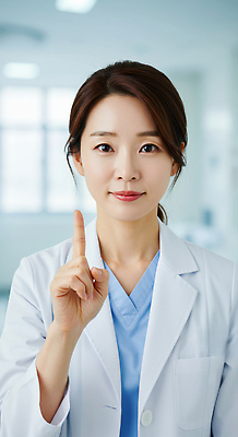 JPG 편집이미지 1 응시 여자 조명 병원 한명 미소 상반신 성인 깨끗함 흰색 가리킴 의사가운 상담 의료성형뷰티 성인여자한명만 편집실사 AI인물포토 AI콘텐츠 시선 컬러 컨셉 의학 표정 사람 손짓 의사 가운 CG 여자한명만 성인여자만 파일형식 AI포토