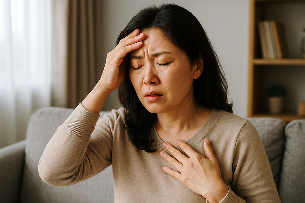 JPG 편집이미지 여자 중년 집안 책장 한명 앉기 상반신 소파 뷰티 만지기 커튼 찡그림 갱년기 발열 체온측정 의료성형뷰티 중년여자한명만 편집실사 AI인물포토 AI콘텐츠 1 가구 의자 모션 실내 표정 사람 성인 CG 측정 증상 여자한명만 중년여자만 파일형식 AI포토