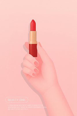 PSD 손 분홍색 일러스트 들기 손짓 신체부위 뷰티 립스틱 국내일러스트 컬러 모션 사람 화장품 파일형식