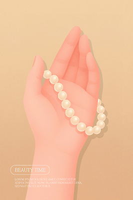 PSD 손 일러스트 들기 손짓 신체부위 진주목걸이 살구색 국내일러스트 컬러 목걸이 모션 사람 진주_보석 파일형식