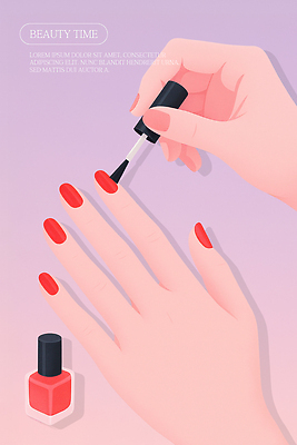 PSD 손 일러스트 들기 손짓 신체부위 뷰티 보라색 매니큐어 바르기 매니큐어솔 국내일러스트 컬러 모션 사람 화장품 솔 파일형식