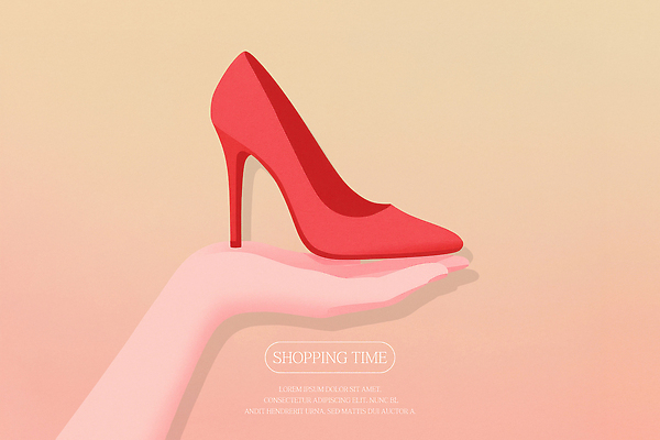 PSD 손 분홍색 일러스트 들기 손짓 신체부위 쇼핑 하이힐 그라데이션 국내일러스트 구두 컬러 모션 사람 여성화 파일형식