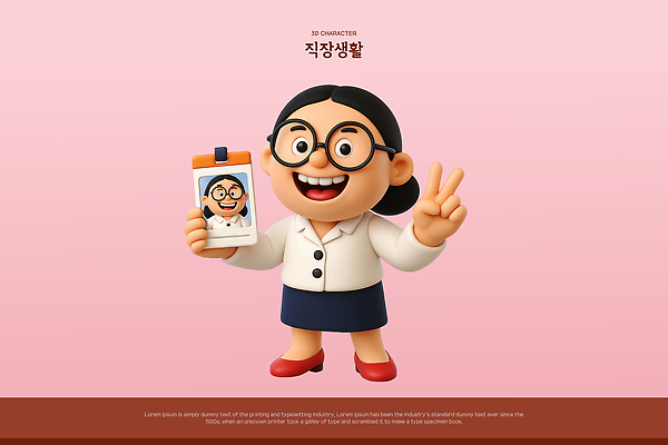 전신 PSD 편집이미지 여자 분홍색 3D캐릭터 한명 웃음 들기 정장 성인 비즈니스라이프 3D 비즈니스우먼 브이 공영순 사원증 자랑 성인여자한명만 안경낌 편집3D 캐릭터 1 라이프스타일 옷 안경 컬러 비즈니스 모션 표정 사람 손짓 직장인 디지털합성 여자한명만 성인여자만 파일형식