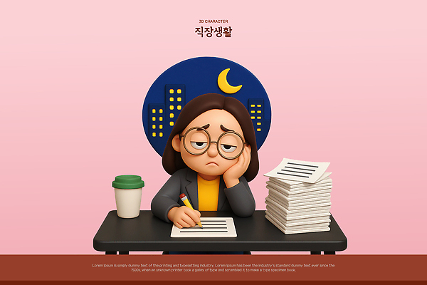 PSD 편집이미지 여자 분홍색 밤하늘 3D캐릭터 피곤 한명 앉기 정장 상반신 성인 건물 비즈니스라이프 연필 3D 턱괴기 달 기록 잡기 도시 비즈니스우먼 지루함 책상 공영순 야근 서류더미 테이크아웃컵 힘듦 성인여자한명만 안경낌 편집3D 자연요소 캐릭터 1 라이프스타일 건축물 옷 감정 안경 컬러 가구 컨셉 비즈니스 모션 하늘 학용품 사람 컵 필기구 업무 직장인 야간 디지털합성 문서 여자한명만 성인여자만 파일형식 더미