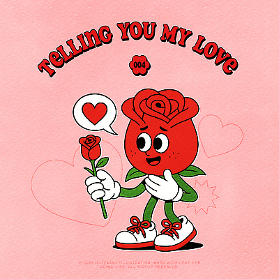 캐릭터 꽃 행복 분홍색 운동화 말풍선 프로포즈 일러스트 의인화 사랑 웃음 들기 사람없음 빨간색 장미 하트 플랫 만화 수줍음 주기 복고 장미축제 키치 일러캐릭터 AI파일 모양 식물 감정 컬러 신발 컨셉 모션 표정 꽃축제 파일형식 벡터