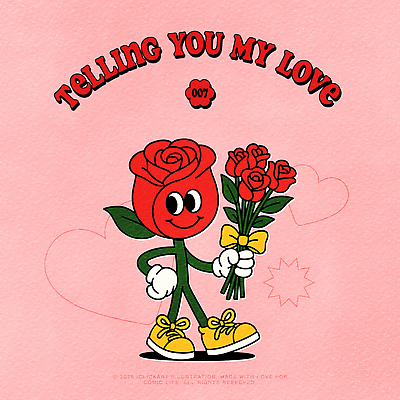 캐릭터 꽃 행복 리본 분홍색 꽃다발 허리손 운동화 프로포즈 일러스트 의인화 사랑 웃음 들기 사람없음 빨간색 장미 플랫 만화 복고 장미축제 키치 일러캐릭터 AI파일 식물 감정 컬러 포즈 신발 컨셉 모션 표정 꽃축제 파일형식 벡터