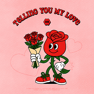 캐릭터 꽃 행복 분홍색 꽃다발 허리손 운동화 프로포즈 일러스트 의인화 사랑 웃음 들기 사람없음 빨간색 장미 플랫 만화 복고 장미축제 키치 일러캐릭터 AI파일 식물 감정 컬러 포즈 신발 컨셉 모션 표정 꽃축제 파일형식 벡터