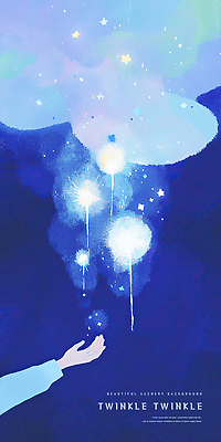 PSD 손 일러스트 밤하늘 동화 수채화 신체부위 파란색 빛 반짝임 연기 번짐 감성 몽환 이펙트그래픽 국내일러스트 컬러 컨셉 그래픽백그라운드 모션 하늘 사람 야간 파일형식 효과