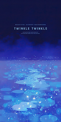 PSD 일러스트 밤하늘 동화 수채화 사람없음 파란색 빛 반짝임 연못 수면 연잎 번짐 감성 몽환 이펙트그래픽 국내일러스트 컬러 컨셉 잎 그래픽백그라운드 모션 하늘 물 야간 파일형식 효과