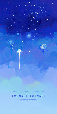 PSD 일러스트 밤하늘 동화 수채화 불꽃놀이 사람없음 파란색 빛 반짝임 번짐 감성 몽환 이펙트그래픽 국내일러스트 컬러 컨셉 그래픽백그라운드 모션 놀이 하늘 야간 파일형식 효과