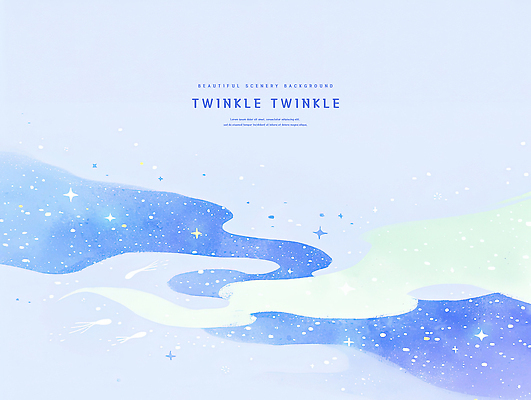 PSD 일러스트 밤하늘 동화 수채화 사람없음 파란색 빛 반짝임 번짐 감성 은하수 오로라 몽환 이펙트그래픽 국내일러스트 컬러 컨셉 그래픽백그라운드 모션 자연현상 자연 하늘 야간 파일형식 효과