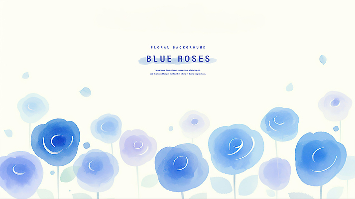 PSD 하늘색 잎 일러스트 여름꽃 수채화 사람없음 장미 국내일러스트 식물 꽃 파란색 파일형식 여름_계절