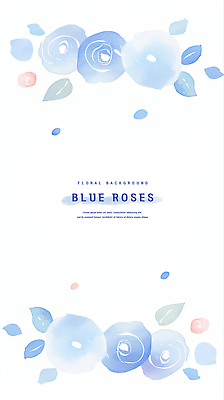 PSD 하늘색 잎 일러스트 여름꽃 수채화 사람없음 장미 국내일러스트 식물 꽃 파란색 파일형식 여름_계절