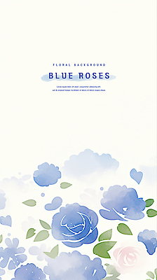 PSD 꽃잎 하늘색 잎 일러스트 여름꽃 수채화 사람없음 장미 국내일러스트 식물 꽃 파란색 파일형식 여름_계절
