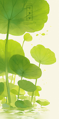 PSD 일러스트 사람없음 연두색 연못 수면 연잎 국내일러스트 잎 초록색 물 파일형식