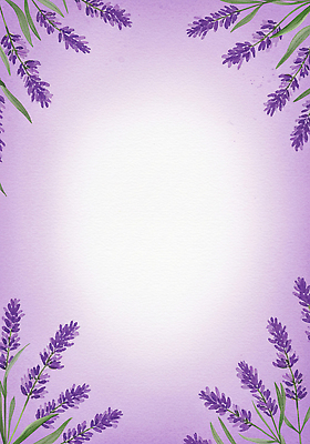 JPG 잎 꽃백그라운드 일러스트 여름꽃 수채화 사람없음 보라색 라벤더 꽃프레임 카피스페이스 국내일러스트 AI일러스트 AI콘텐츠 식물 꽃 컬러 백그라운드 프레임 공백 허브 파일형식 여름_계절
