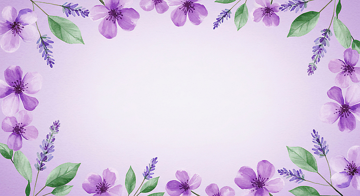 JPG 잎 꽃백그라운드 일러스트 여름꽃 수채화 사람없음 보라색 라벤더 꽃프레임 카피스페이스 국내일러스트 AI일러스트 AI콘텐츠 식물 꽃 컬러 백그라운드 프레임 공백 허브 파일형식 여름_계절