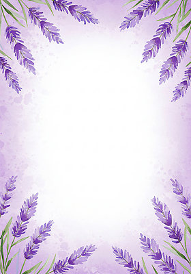 JPG 잎 꽃백그라운드 일러스트 여름꽃 수채화 사람없음 보라색 라벤더 꽃프레임 카피스페이스 국내일러스트 AI일러스트 AI콘텐츠 식물 꽃 컬러 백그라운드 프레임 공백 허브 파일형식 여름_계절