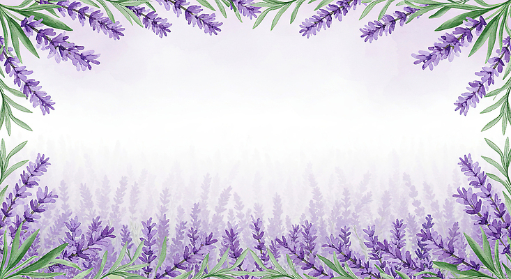 JPG 잎 꽃밭 꽃백그라운드 일러스트 여름꽃 수채화 사람없음 보라색 라벤더 꽃프레임 카피스페이스 국내일러스트 AI일러스트 AI콘텐츠 식물 꽃 컬러 백그라운드 프레임 공백 허브 파일형식 여름_계절