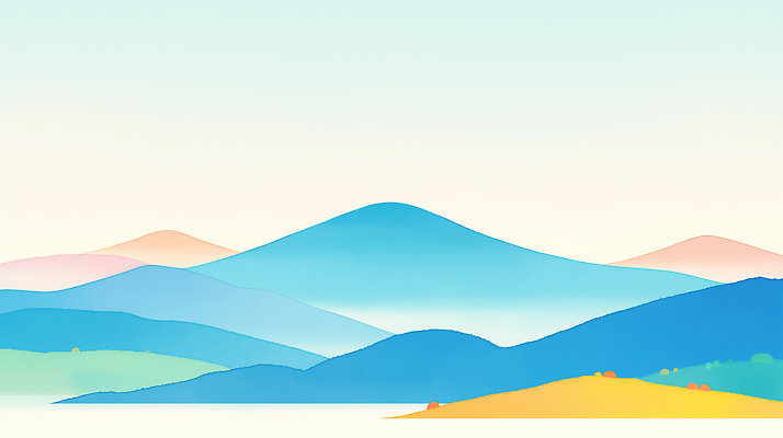 JPG 하늘색 일러스트 하늘 수채화 사람없음 겹침 산맥 국내일러스트 AI일러스트 AI콘텐츠 산 파란색 파일형식
