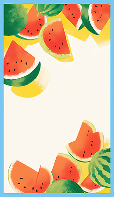 JPG 일러스트 추상 수채화 프레임 그림자 사람없음 여름 수박조각 카피스페이스 국내일러스트 AI일러스트 AI콘텐츠 계절 조각 무늬 수박 공백 파일형식