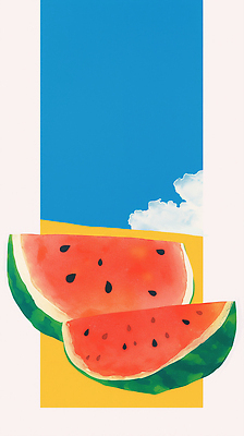 JPG 구름 하늘색 일러스트 하늘 추상 수채화 사람없음 빨간색 여름 수박조각 국내일러스트 AI일러스트 AI콘텐츠 자연요소 계절 컬러 조각 무늬 수박 파란색 파일형식
