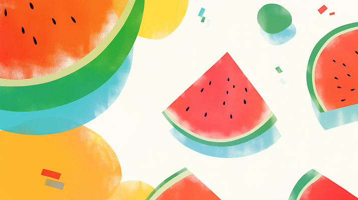 JPG 일러스트 추상 수채화 그림자 사람없음 여름 원형 수박조각 국내일러스트 AI일러스트 AI콘텐츠 도형 계절 조각 무늬 수박 파일형식