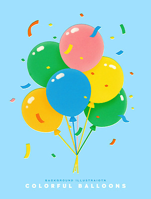 PSD 하늘색 일러스트 사람없음 파티 꽃가루 풍선 국내일러스트 이벤트 파란색 가루 파일형식