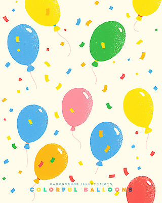 PSD 일러스트 사람없음 컬러풀 파티 꽃가루 풍선 국내일러스트 컬러 이벤트 가루 파일형식