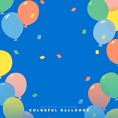 PSD 일러스트 프레임 사람없음 파란색 파티 꽃가루 풍선 국내일러스트 컬러 이벤트 가루 파일형식