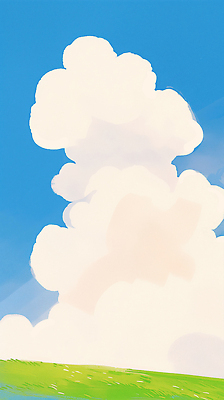 JPG 하늘색 일러스트 하늘 초원 사람없음 맑음 여름풍경 시원함 뭉게구름 지평선 국내일러스트 AI일러스트 AI콘텐츠 날씨 풍경 파란색 파일형식 구름_자연 여름_계절