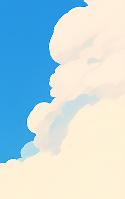 JPG 하늘색 일러스트 하늘 사람없음 맑음 여름풍경 시원함 뭉게구름 국내일러스트 AI일러스트 AI콘텐츠 날씨 풍경 파란색 파일형식 구름_자연 여름_계절