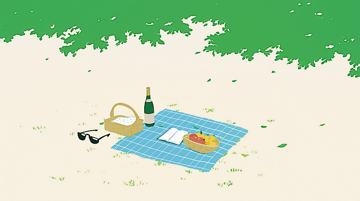 JPG 일러스트 나뭇잎 잔디 사람없음 책 선글라스 소풍 여름풍경 와인병 돗자리 과일바구니 베이지색 소풍바구니 국내일러스트 AI일러스트 AI콘텐츠 식물 안경 컬러 잎 과일 병_용기 풍경 야외활동 바구니 와인 파일형식 여름_계절