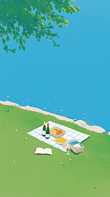 JPG 음식 하늘색 와인잔 일러스트 나뭇잎 잔디 사람없음 책 연두색 소풍 여름풍경 강가 와인병 돗자리 체크무늬 소풍바구니 접기 국내일러스트 AI일러스트 AI콘텐츠 식물 잎 무늬 술잔 모션 병_용기 풍경 초록색 파란색 강 야외활동 바구니 와인 파일형식 여름_계절