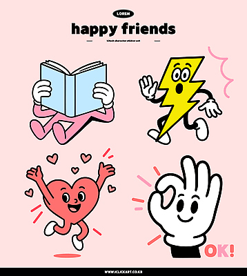 캐릭터 손 행복 분홍색 스티커 일러스트 의인화 웃음 들기 신체부위 책 친구 세트 눕기 손들기 귀여움 점프 놀람 하트 OK 읽기 깜짝 번개모양 엘리먼트 키치 국내일러스트 일러캐릭터 AI파일 모양 감정 컬러 컨셉 관계 모션 표정 사람 손짓 번개 파일형식 벡터
