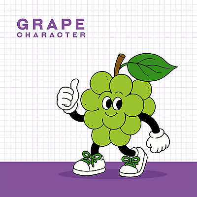 운동화 잎 일러스트 미소 사람없음 연두색 여름 귀여움 청포도 따봉 포도캐릭터 일러캐릭터 AI파일 식물 캐릭터 계절 신발 컨셉 포도 표정 초록색 최고 파일형식 벡터