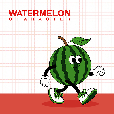 운동화 잎 일러스트 수박 미소 사람없음 초록색 여름 걷기 귀여움 수박캐릭터 일러캐릭터 AI파일 식물 캐릭터 계절 컬러 신발 컨셉 과일 모션 표정 파일형식 벡터