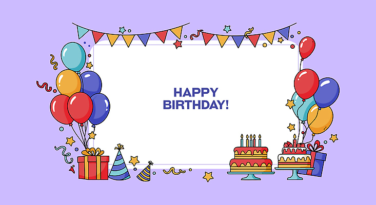 일러스트 촛불 프레임 사람없음 선물상자 고깔모자 생일케이크 꽃가루 생일축하 풍선 연보라색 생일선물 생일초 가랜드 해피버스데이 카피스페이스 2단케이크 국내일러스트 AI파일 모자_잡화 초 선물 상자 케이크 보라색 공백 축하 생일 가루 파티용품 파일형식 벡터