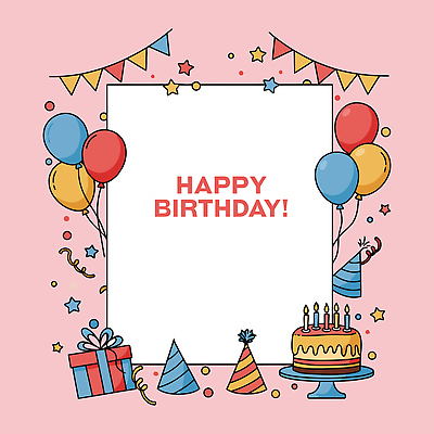 분홍색 일러스트 촛불 프레임 사람없음 선물상자 고깔모자 생일케이크 꽃가루 생일축하 풍선 생일선물 생일초 가랜드 해피버스데이 카피스페이스 국내일러스트 AI파일 모자_잡화 컬러 초 선물 상자 케이크 공백 축하 생일 가루 파티용품 파일형식 벡터