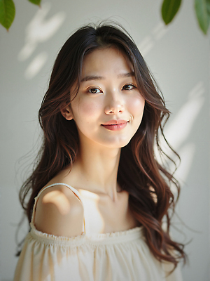 JPG 편집이미지 응시 여자 잎 그림자 한명 미소 상반신 성인 햇빛 뷰티 뷰티풀 청순 의료성형뷰티 성인여자한명만 편집실사 오프숄더 AI인물포토 AI콘텐츠 식물 1 시선 컨셉 상의 표정 사람 태양 CG 여자한명만 성인여자만 파일형식 AI포토
