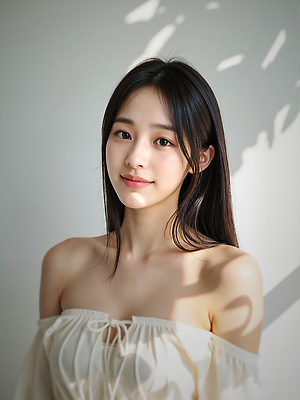 JPG 편집이미지 응시 여자 그림자 한명 미소 상반신 성인 햇빛 뷰티 뷰티풀 청순 의료성형뷰티 성인여자한명만 편집실사 오프숄더 AI인물포토 AI콘텐츠 1 시선 컨셉 상의 표정 사람 태양 CG 여자한명만 성인여자만 파일형식 AI포토