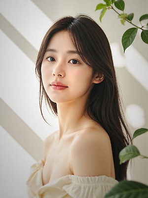 JPG 편집이미지 응시 여자 잎 그림자 한명 미소 상반신 성인 햇빛 뷰티 뷰티풀 청순 의료성형뷰티 성인여자한명만 편집실사 오프숄더 AI인물포토 AI콘텐츠 식물 1 시선 컨셉 상의 표정 사람 태양 CG 여자한명만 성인여자만 파일형식 AI포토