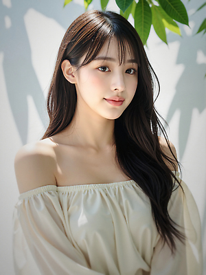 JPG 편집이미지 응시 여자 잎 그림자 한명 미소 상반신 성인 햇빛 뷰티 뷰티풀 청순 의료성형뷰티 성인여자한명만 편집실사 오프숄더 AI인물포토 AI콘텐츠 식물 1 시선 컨셉 상의 표정 사람 태양 CG 여자한명만 성인여자만 파일형식 AI포토