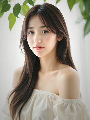 JPG 편집이미지 응시 여자 잎 한명 미소 상반신 성인 햇빛 뷰티 뷰티풀 청순 의료성형뷰티 성인여자한명만 편집실사 오프숄더 AI인물포토 AI콘텐츠 식물 1 시선 컨셉 상의 표정 사람 태양 CG 여자한명만 성인여자만 파일형식 AI포토