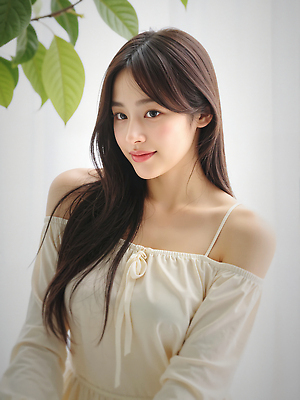 JPG 편집이미지 응시 여자 잎 한명 미소 상반신 성인 햇빛 뷰티 뷰티풀 청순 의료성형뷰티 성인여자한명만 편집실사 오프숄더 AI인물포토 AI콘텐츠 식물 1 시선 컨셉 상의 표정 사람 태양 CG 여자한명만 성인여자만 파일형식 AI포토