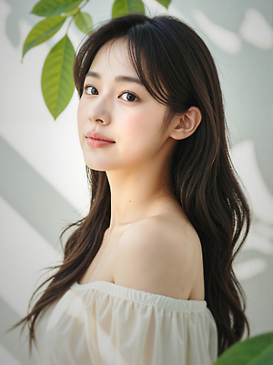 JPG 편집이미지 응시 여자 잎 그림자 한명 미소 상반신 성인 햇빛 뷰티 뷰티풀 청순 의료성형뷰티 성인여자한명만 편집실사 오프숄더 AI인물포토 AI콘텐츠 식물 1 시선 컨셉 상의 표정 사람 태양 CG 여자한명만 성인여자만 파일형식 AI포토