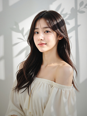 JPG 편집이미지 응시 여자 그림자 한명 미소 상반신 성인 햇빛 뷰티 뷰티풀 청순 의료성형뷰티 성인여자한명만 편집실사 오프숄더 AI인물포토 AI콘텐츠 1 시선 컨셉 상의 표정 사람 태양 CG 여자한명만 성인여자만 파일형식 AI포토