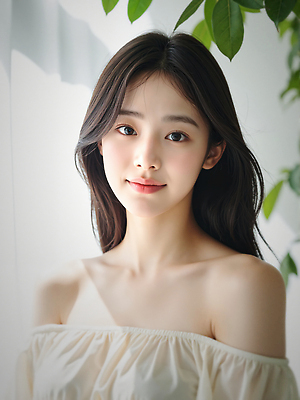 JPG 편집이미지 응시 여자 잎 한명 미소 상반신 성인 햇빛 뷰티 뷰티풀 청순 의료성형뷰티 성인여자한명만 편집실사 오프숄더 AI인물포토 AI콘텐츠 식물 1 시선 컨셉 상의 표정 사람 태양 CG 여자한명만 성인여자만 파일형식 AI포토