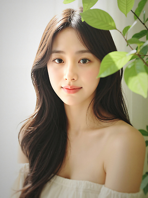 JPG 편집이미지 응시 여자 잎 한명 미소 상반신 성인 햇빛 뷰티 뷰티풀 청순 의료성형뷰티 성인여자한명만 편집실사 오프숄더 AI인물포토 AI콘텐츠 식물 1 시선 컨셉 상의 표정 사람 태양 CG 여자한명만 성인여자만 파일형식 AI포토