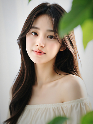 JPG 편집이미지 응시 여자 잎 한명 미소 상반신 성인 햇빛 뷰티 뷰티풀 청순 의료성형뷰티 성인여자한명만 편집실사 오프숄더 AI인물포토 AI콘텐츠 식물 1 시선 컨셉 상의 표정 사람 태양 CG 여자한명만 성인여자만 파일형식 AI포토